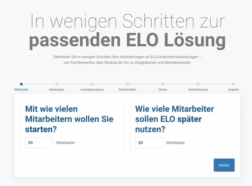 ELO Lösung jetzt konfigurieren